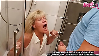 A Mature German Housewife Engages In Sexual Activity With A Younger Man And Is Discovered By Her Husband