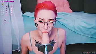 A Charming Cross-Dressing Teen Engages In Oral Sex With A Sex Toy