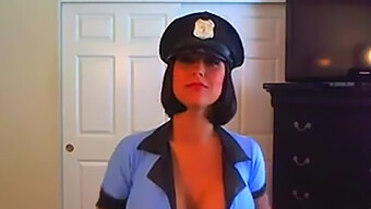 Busty Lady Cop'S Naughty Toy Play On Camera